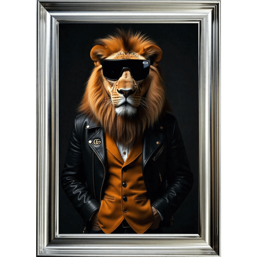 Lion with shades - Framed Animal Wall Art