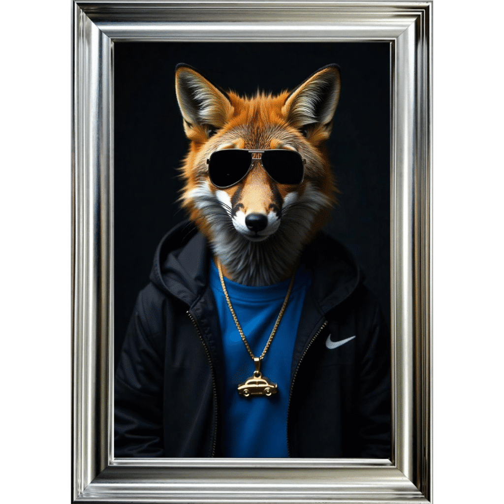 Fox with shades - Framed Animal Wall Art