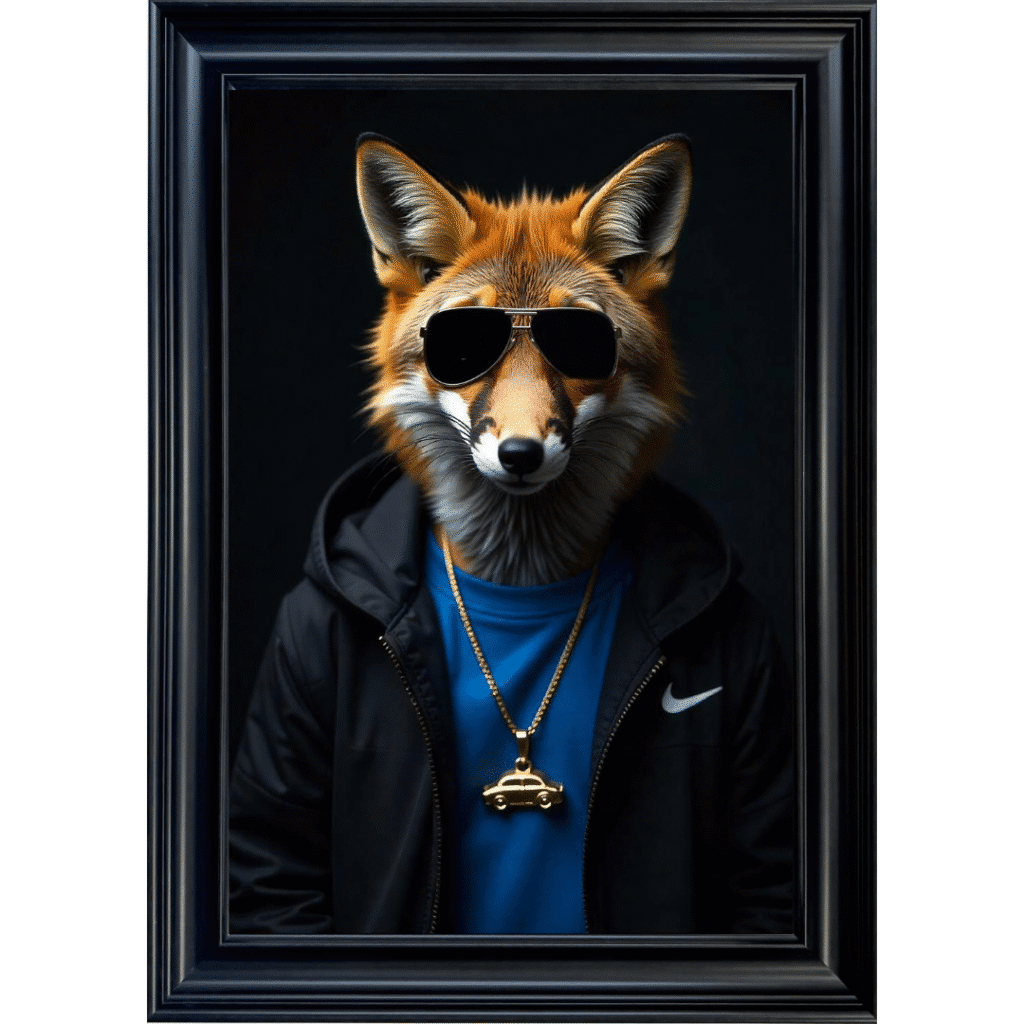 Fox with shades - Framed Animal Wall Art