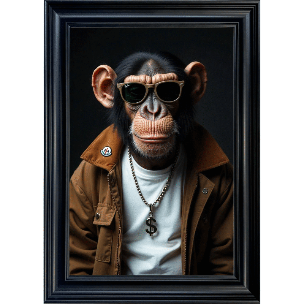 Chimp with shades - Framed Animal Wall Art