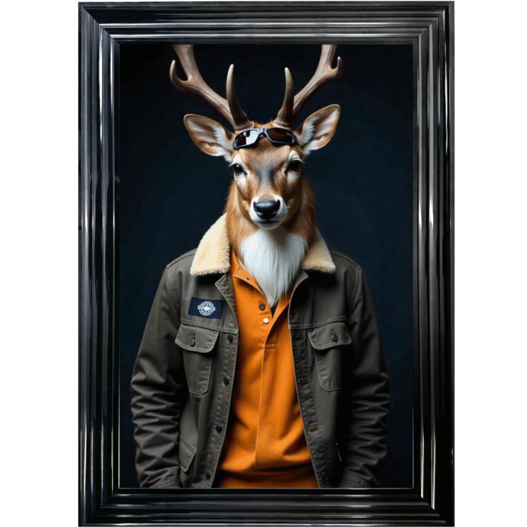 Stag with shades - Framed Animal Wall Art