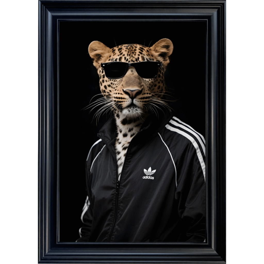 Leopard with shades - Framed Animal Wall Art