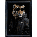 Tiger with shades - Framed Animal Wall Art