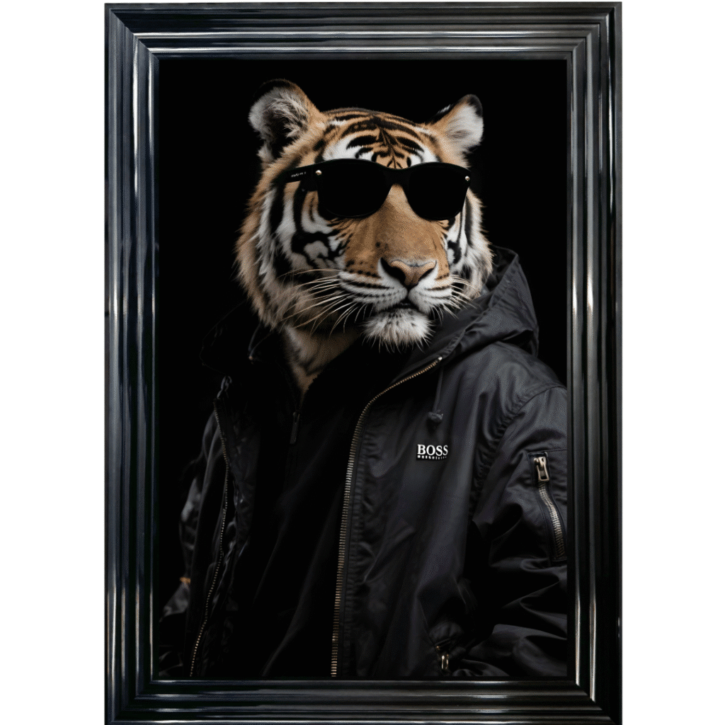 Tiger with shades - Framed Animal Wall Art