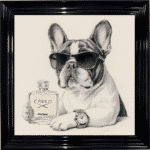 Frenchie puppy with attitude framed wall art