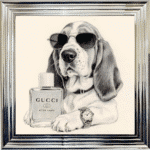 Basset puppy with attitude framed wall art