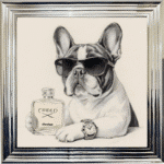 Frenchie puppy with attitude framed wall art