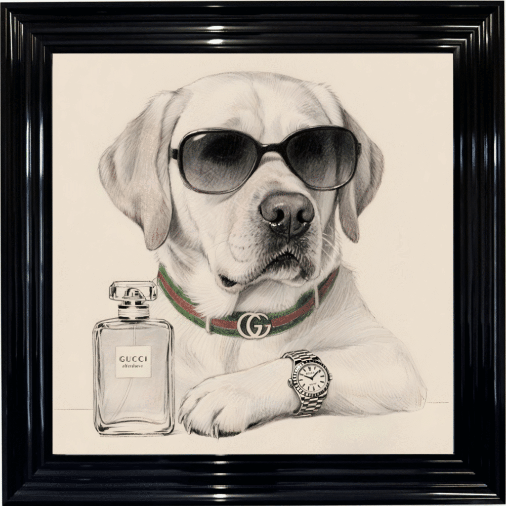 Labrador puppy with attitude framed wall art