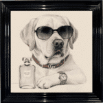 Labrador puppy with attitude framed wall art