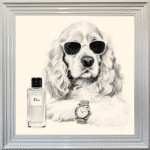 Spaniel puppy with attitude framed wall art