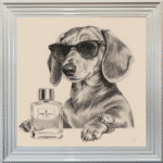 Dachshund puppy with attitude framed wall art