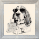 Basset puppy with attitude framed wall art