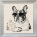 Frenchie puppy with attitude framed wall art