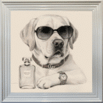 Labrador puppy with attitude framed wall art