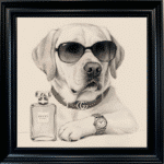 Labrador puppy with attitude framed wall art