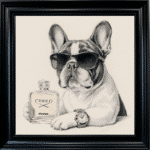 Frenchie puppy with attitude framed wall art