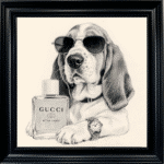 Basset puppy with attitude framed wall art