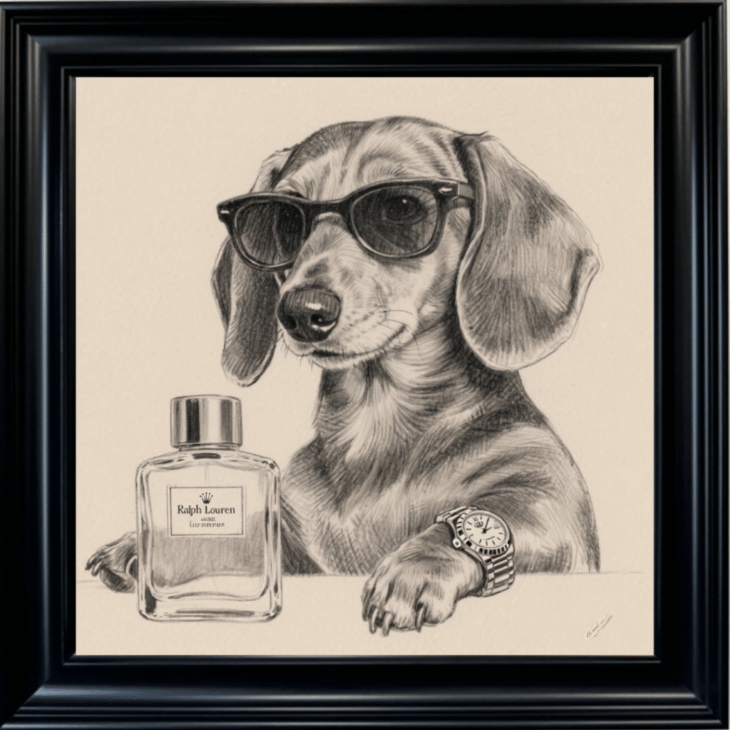 Dachshund puppy with attitude framed wall art