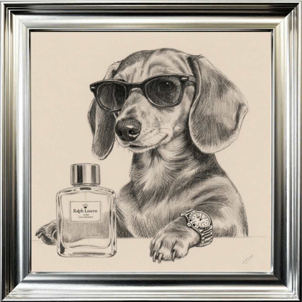 Dachshund puppy with attitude framed wall art