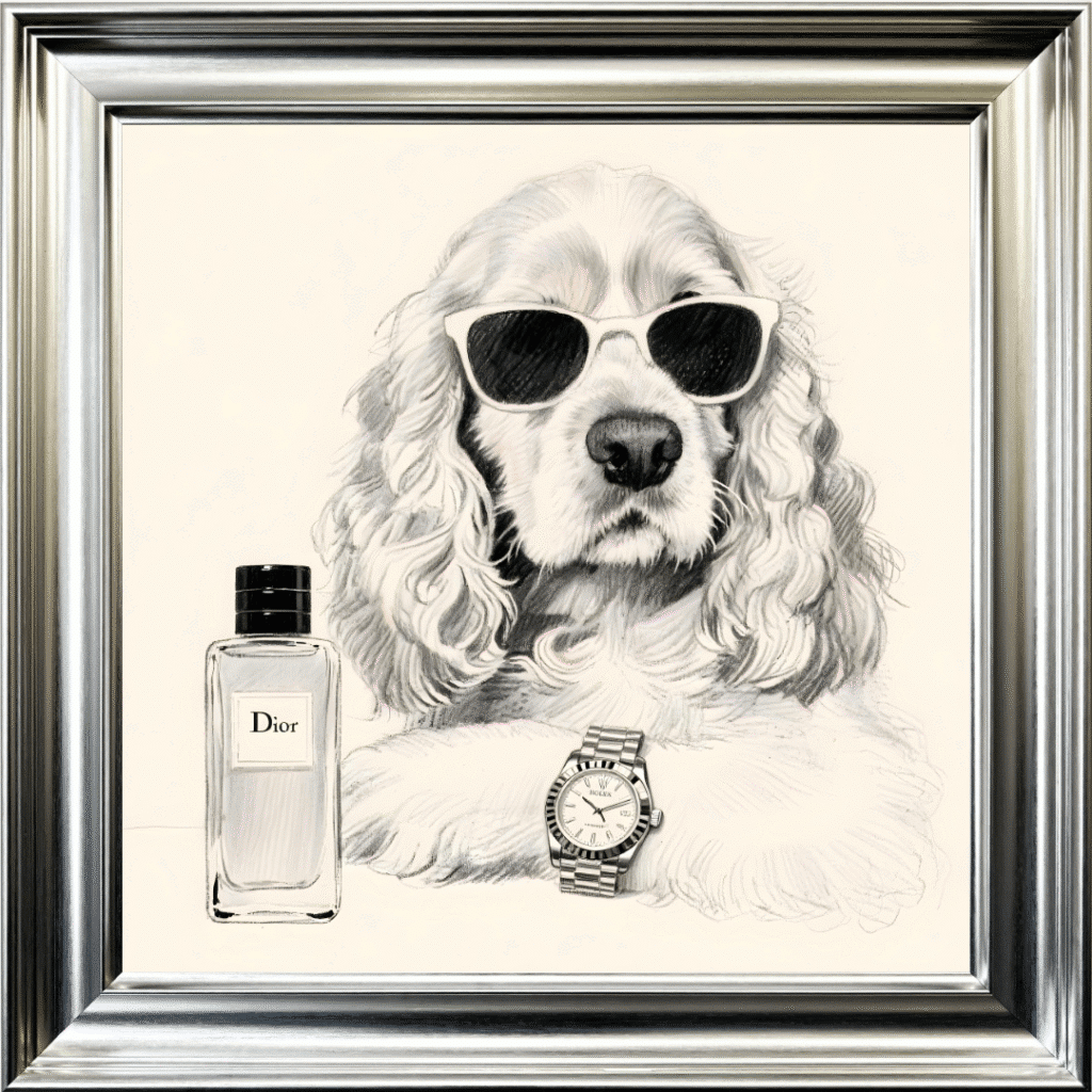 Spaniel puppy with attitude framed wall art