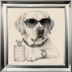 Labrador puppy with attitude framed wall art
