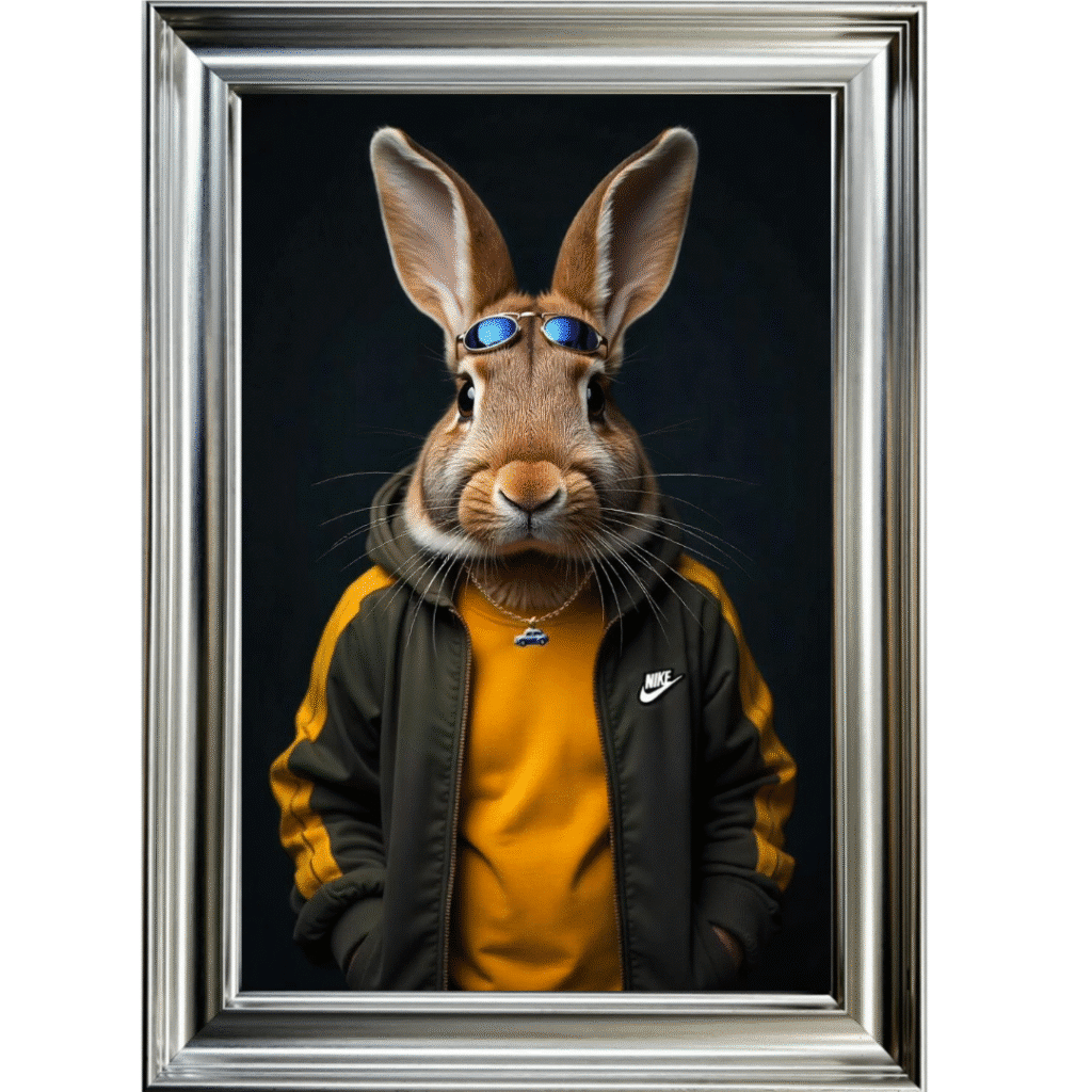 Rabbit with shades - Framed Animal Wall Art