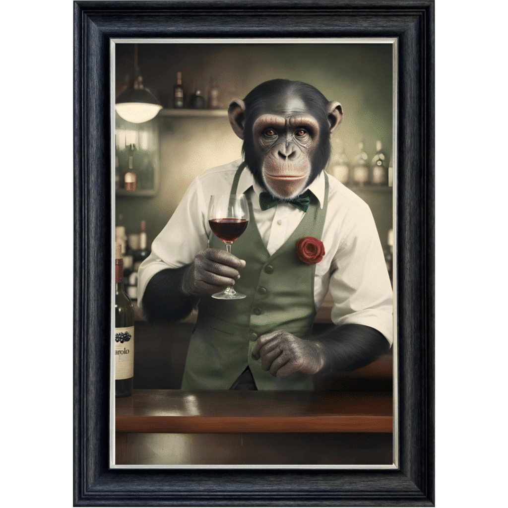 Monkey Barman - Framed Animal Wall Art