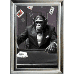 Texas Hold'em Monkey - Framed Animal Wall Art