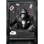 Texas Hold'em Monkey - Framed Animal Wall Art
