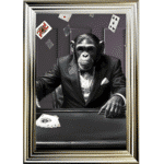 Texas Hold'em Monkey - Framed Animal Wall Art
