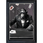Texas Hold'em Monkey - Framed Animal Wall Art