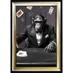 Texas Hold'em Monkey - Framed Animal Wall Art