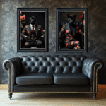 Black Panther in floral suit - Framed Animal Wall Art - Image 4