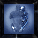 Chained Embrace Blue - Framed Wall Art