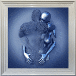Chained Embrace Blue - Framed Wall Art
