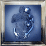 Chained Embrace Blue - Framed Wall Art