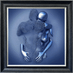 Chained Embrace Blue - Framed Wall Art