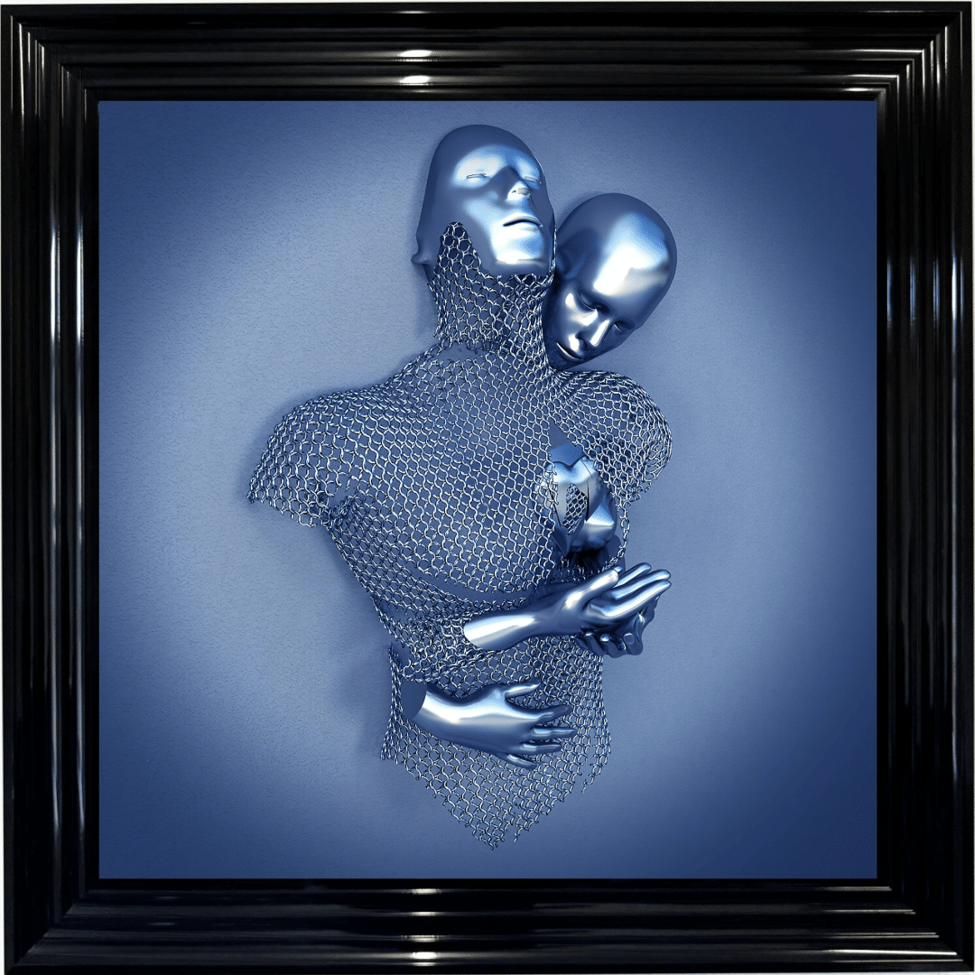 Untitled - 2025-08-15T141714.184 Chained Lovers Blue - Framed Wall Art