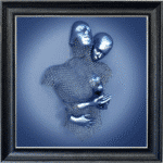 Chained Lovers Blue - Framed Wall Art
