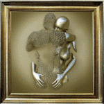 Chained Embrace Gold - Framed Wall Art