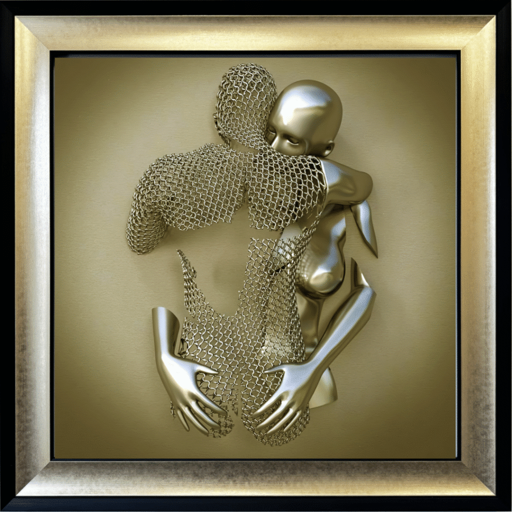 Chained Embrace Gold - Framed Wall Art