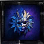 Venetian Mask in Royal Blue  - Framed wall art - Image 3