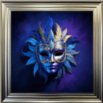 Venetian Mask in Royal Blue - Framed wall art