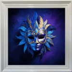 Venetian Mask in Royal Blue - Framed wall art