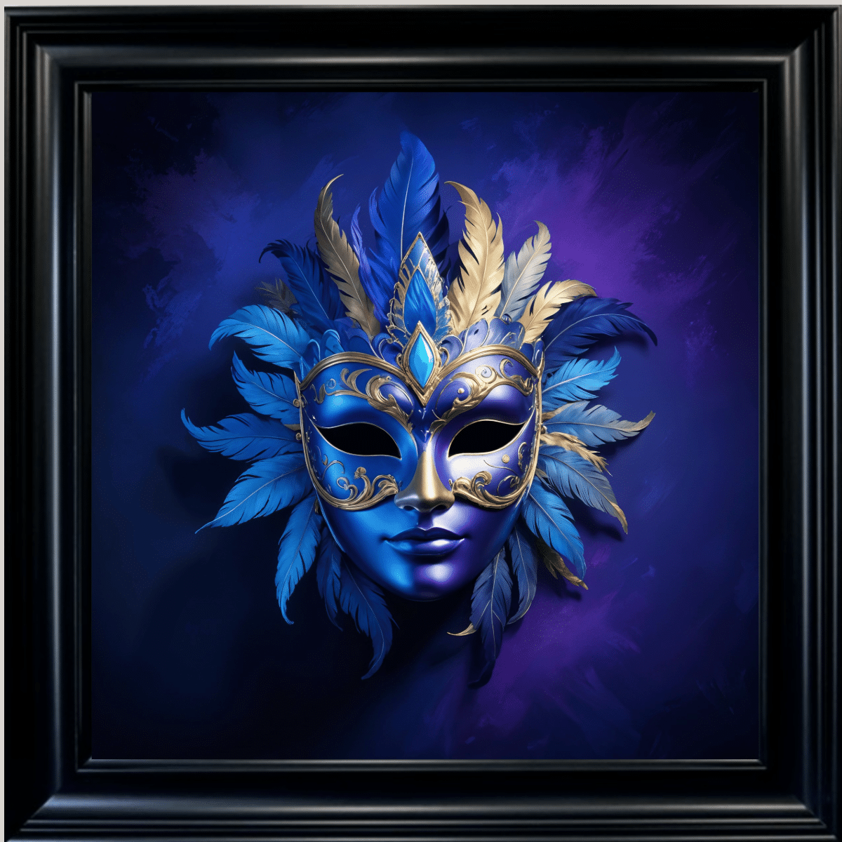 Untitled - 2025-08-29T135327.956 Venetian Mask in Royal Blue - Framed wall art
