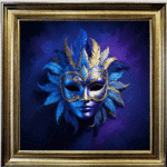 Venetian Mask in Royal Blue - Framed wall art