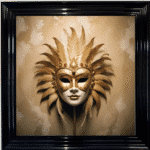Venetian Mask in Gold - Framed wall art