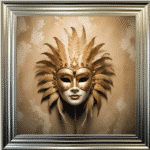 Venetian Mask in Gold - Framed wall art