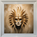 Venetian Mask in Gold - Framed wall art