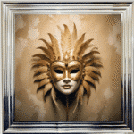 Venetian Mask in Gold - Framed wall art